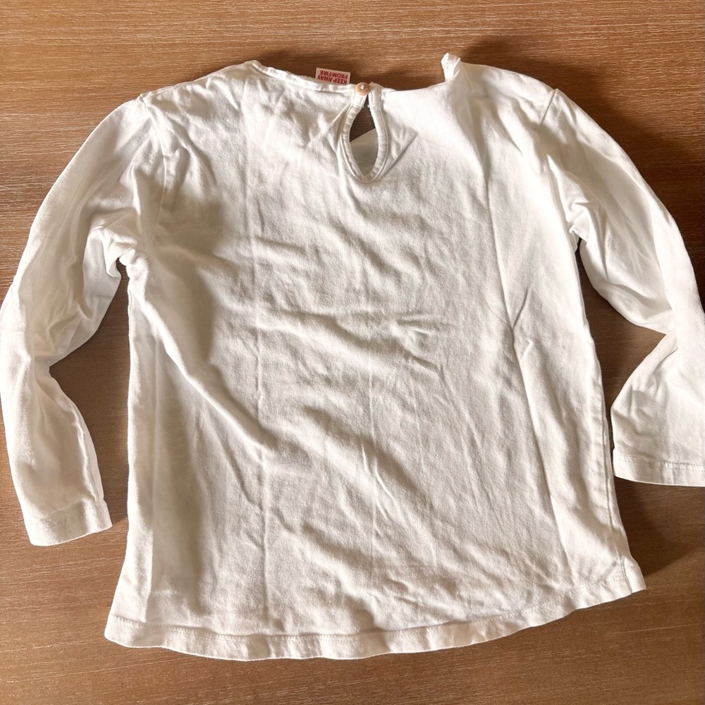 Zara Girls “Dance Theme” Long Sleeve White Tees, Sz 3-4Y Tutu Balletina Dance - Picture 4 of 10
